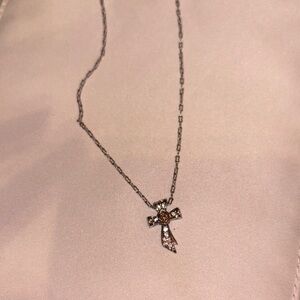 Swarovski Silver Cross Necklace with Crystal Accents